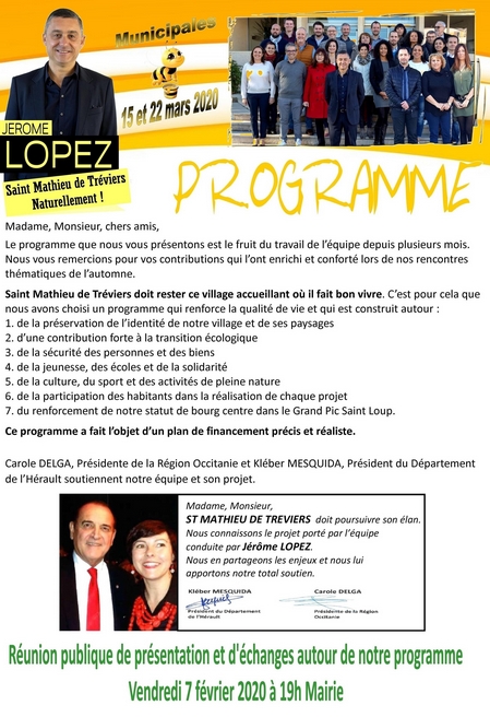 Programme Jerome Lopez 2020